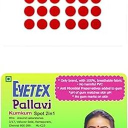 Eyetex Pallavi Sticker Bindi/Pottu|Round|Aloe Vera & Papaya Extracts|Breathable Non-Irritating Velvet Fabric|P3|Red|20 Flaps-image-31