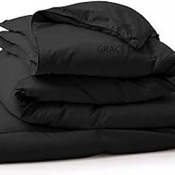 ALISHIBA CASA Winter Comforter Single Size - Soft Microfiber 300 GSM Comforter for Winter Blanket- Soft & Luxury Design Duvet/Blanket Single Size (60"X90") - Black Color-27