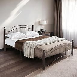 SHALIGRAM ARTS Iron Frame Single Size Bed Without Storage for Bedroom || Iron Designer Heavy Duty Double Bed Palang Cot for Home and Hotels (Bed Frame Only, Black Finish)-image-5