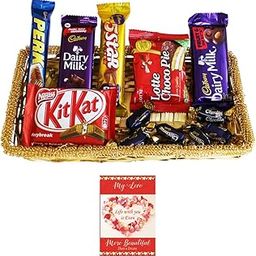SFU E Com Attractive Chocolate Gift Hamper | Valentine Chocolate With Love Greeting Card | Valentine Chocolate Hamper | 166-5