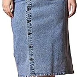 Black Acid Wash Denim Side Button Midi Skirt-image-14