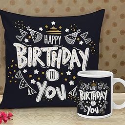 TIED RIBBONS Birthday Gift for Brother Sister Friend Father Mother Husband Wife Girlfriend Boyfriend Printed Cushion Cover with Filler (12 X 12 Inch) and Coffee Mug Cup Combo-image-67