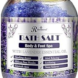 R Wellness Bath Salt Lavender Essential Oil Pure Sea Salt Vitamin -E,Coconut, Camphor & Tea Tree Oil | Bath salt For Relaxing | Herbal Bath Salt | Bath Salt for Pain Relief 900 gm-19