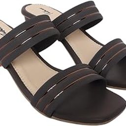 Women’s Block Heel Sandals | Stylish Heels with Silver Line Strip | Comfortable Mid Sandal Dress Shoes for Party & Casual Wear |-image-97