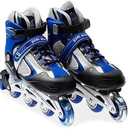 Qwick Click Adjustable Red Inline Skates with Light up Wheels, Fun Roller Blades with Adjustable Skates for Kids, Teenagers and Adults Free Size ABEC 7 Bearings, Roller Skating (Standard, Blue 2)-image-88