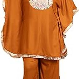Solid Viscose Rayon Kaftan & Sharara Plus Size Western Co-Ord Set for Women's|Scoop Neck Relaxed Fit Cord Set|Ladies Party Ethnic Collection Stylish Fusion Wear-image-30