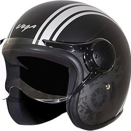 Vega Jet Old School ISI DOT Certified Matt Finish Open Face Helmet for Men and Women with Clear Visor(Dull Black Silver, Size:L)-3