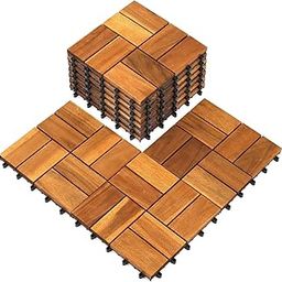 Amulakh Deck Tiles - Interlocking Wood Plastic Composite Flooring for Balcony, Patio & Garden - Brown/Tan, Easy DIY Install, Weather Resistant-image-54