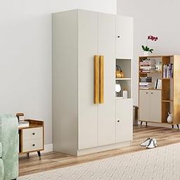 Bniture Wooden Almirah for Clothes, Door for Bedroom, 4 Door Wardrobe with Hanging Space (50D x 105W x 180H CM) |3 Year Warranty 1 (Frosty White)-28