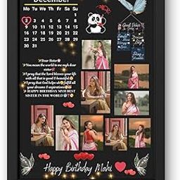 ARCAPTURE A4 Size Wooden Customized/Personalized Happy Birthday Collage Photo Frame With Names | Customised Happy Birthday Photo Frames For Couple, Parents,Friend (A4 Size, MDF Wood, 12 X 9 Inch)-17