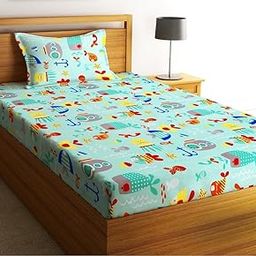 SHOVIJ Glace Cotton Single Bed (60 x 90) Super Soft Bedsheet for Kids with 1 Pillow Cover - Aquarium-image-42