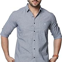 Men's Cotton Shirt with Micro Checks Pattern | Premium Slim Fit Casual & Formal Shirt for Men | Stylish Full Sleeve Collared Shirt with Pocket for Every Occasion-image-37