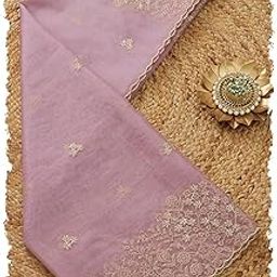 Womens Lavender Organza Dupatta With Zari-1