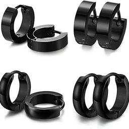 Clip On Earrings For Men Stainless Steel Black Unique Small Hoop Earrings Huggie Earrings 1 Pair-10