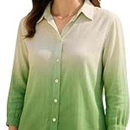 Women Tie & Dye Spread Collar Casual Regular Fit Rayon Full Sleeve Shirt Green-picture-18