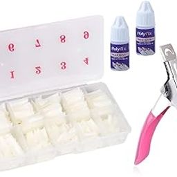 500 false tips with tip cutter and 10ml nail glue with brush applicator Natural (Pack of 500) (3 Items in the set)-34