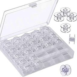 VANDU Ewing Machine Transparent Clear Bobbin Pack of 25 with Box Plastic Bobbins, Tailoring Tools Perfect for Regular Sewing Machine Like Usha Brother Singer Janome Storage Box for Bobbin-picture-15