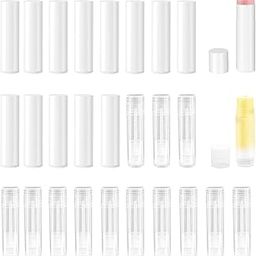26 Pcs 5g Empty Lip Balm Containers, Twist-Up Lipstick Container Set, Plastic Lip Gloss Tubes, Refillable Chapstick and Deodorant Tubes for DIY Lip Balm, Lipstick, Solid Perfume-25