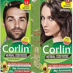 Herbal Permanent Hair Color Cream, Dark Brown C4 (100g x 2pcs)-image-55