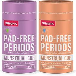 Sirona Reusable Menstrual Cup for Women | Medium and Large Size with Pouch | Ultra Soft, Odour and Rash Free | 100% Medical Grade Silicone | No Leakage | Protection for Up to 8-10 Hours | FDA Approved-picture-2