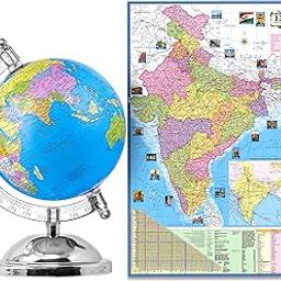 Zest 4 Toyz Educational Globe - 7 Inches Height Metal Base with India Political Map (70 x 100 cm) - Home and Office Decor World Globe Gift Item Show Piece-image-84