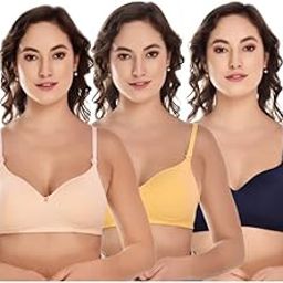 Women's Cotton Lightly Padded T-Shirt Bra Combo (Pack of 3)-image-28