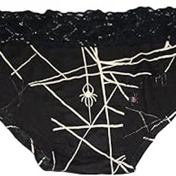 Black Lace Panty with Spider Web Design Low Waist Bikini Panty with- Black Color with Spider Print-image-44