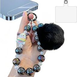 HOFASON Pompom Lanyards for Women Universal Phone Pearl Lanyard Keychain Mobile Chain Beads with Charms, Phone Pendant Wrist Strap Compatible with Most Cell Phones Mobile Case Purse Key-image-52
