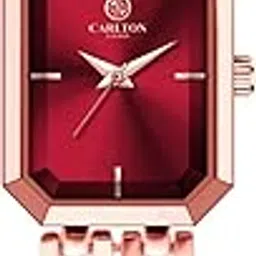 carlton london Victoria Women Stainless Steel Analog Watch | Gold-Red Waterproof Watches for Women Girls Ladies | Fashionable Trendy Quartz Movement Wrist Watch - CLRGCRED-picture-10
