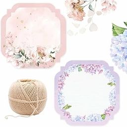 Chic a Choc 100 Premium Floral Note Cards – 50 Pink & 50 Lilac with Jute String | Elegant Gift Tags for Packaging, Parties, Festivals and Homemade Goods-image-31