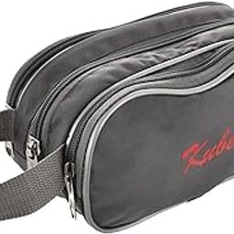 Kuber Industries Rexine Lightweight Travel Toiletry Bag Shaving Kit with Carrying Strap (Grey) 54KM4283-17