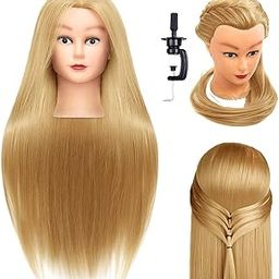 Paradise® Synthetic Hair Dummy For Hair Styling Practice/Cutting Hair Length Approx 30 Inch (Fore head to back Hair End) (Free Clamp Stand) (Golden)-image-5