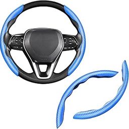 AAKICHI Carbon Fiber ABS Steering Wheel Cover, Car Steering Wheel Cover, Anti-Slip, Comfortable Grip, Durable, Universal for Car (Carbon Blue)-image-70