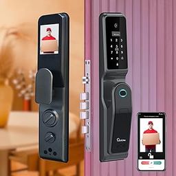 LAVNA 7-Way Premium Smart Door Lock with Camera N Screen | Fingerprint, Mobile App, WiFi + Bluetooth, RFID Card, OTP, PIN and Manual Key | 5-Bolt Security | fit with Wooden Doors (LA44, Automatic)-3