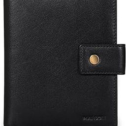 Genuine Leather Nomad Travel Wallet, Passport Cover, 1 Passport Holder Slot with Single Button Lock, RFID Protected Passport Wallet - Black (Milled VT)-picture-45