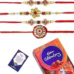 Rakhi Set of 5 with Chocolate | Rakhi for Brother Combo with Gift, Rakhi Gift for Brother Rakhi with Chocolate For Bhai Bhabhi Kids, Rakshabandhan Gifts for Brother with Rakhi Rakhi Set of 5 with Greeting Card, Tilak Set-image-40