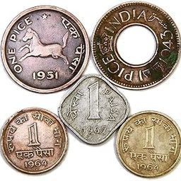 Pmw - Pack Of 5 Coins - Random Years - Brass, Copper, Aluminium Coins - Great For Collection - One Pice-image-2