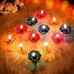 CRAFTAM 3D Refection Reusable Transparent Hard Plastic Multicolor Floating Oil Diya Deepak for Diwali Decoration and Gifts (12)-picture-24