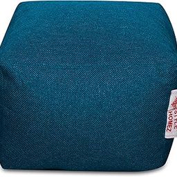 Style Homez ORGANIX Collection, Square Poof Bean Bag Ottoman Stool Large Size Berry Blue Color in Organic Jute Fabric, Cover Only-2