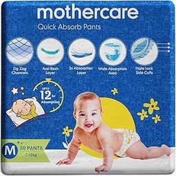 Mothercare Quick Absorb Diaper Pants for Babies, Medium (7-12 Kg), 50 Count, Anti Rash Layer, Wide Absorption Area-image-3