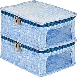 Kuber Industries Check Design Laminated PVC Travel Toiletry Bag|Undergarments Organizer Bag|2 Compartments & Tranasparent Window |Pack of 2(Blue)-image-27