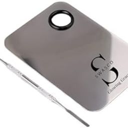 SWASCO Stainless Steel Professional Cosmetic Mixing Palette & Spatula Tool Flawless blending for professional makeup looks (BUY-1pc)-40