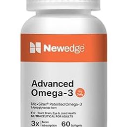 Newedge Triple Strength Omega 3 Capsule | Fish Oil Capsules for Men & Women | For Heart, Eye, Joints & Brain Health | EPA 295.50 mg DHA 130 mg Maxsimil 650mg - 60 Softgels (Pack of 1)-21