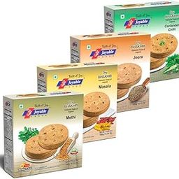 JOYABLE Dry Bhakri Snacks | Roasted Healthy Gujarati Snacks | No Maida | No Artificial Colours | Methi Bhakri, Masala Bhakri, Jeera Bhakri, Coriander Chilli Bhakri - 180 gms | 4 Flavors Combo (Pack Of 4)-image-46