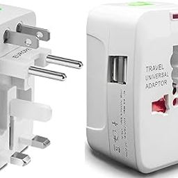 Ornalight 2 USB Universal Travel Adapter with Built in Dual USB Charger Ports Plug International Travel Adapter All in One Portable Travel Adapter-1