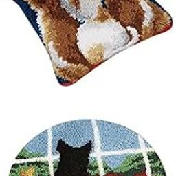 LICHTS® Cat Pattern Latch Hook Rug Kits DIY Material Package Pillows Carpet Making|Crafts | Needlecrafts & Yarn | Rug Making | Latch Hooking-picture-25