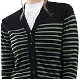 Women's Regular Fit Cardigan | Striped Pattern | Button Closure with Full Sleeves V Neck Winter Cardigan for Womens-3