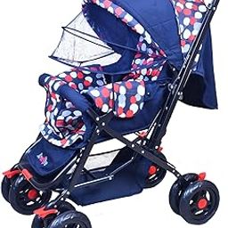 Kreevee Baby Stroller for 0-3 Years Foldable Pram with Reversible Handle, Safety Harness, 360° Swivel Wheel, Adjustable Seat, Mosquito Net & Parent Bag (Urban Dot Red)-14
