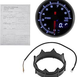 Hihaha 2" 52mm Tachometer Gauge Colorful Pointer RPM Tachometer Tach Gauge 0-10000RPM W/Bracket Universal Tach Car Vehicle Automotive DC 12V-18