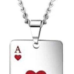 Unisex Stainless Steel Ace of Spades Heart Lucky Poker Card A Red and Black Pendant Necklace for Men and Women-image-25